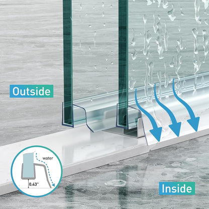 Sliding Shower Door Bottom Seal,2 PCS 3/8" x 36" | Sliding Shower Door Sweep for 3/8Inch Glass, Frameless Glass Door Seal Strip Stop Shower Leaks and Create a Water Barrier