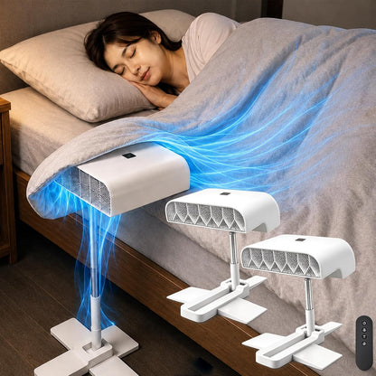 Bed Fan Under Sheets with Remote, Under Sheet Cooling Air Circulator | 5 Speeds, Rechargeable, 10000mAh Battery, Adjustable Height 22-61cm,1-6 Hour Auto-Off Timer,Hot Sleepers,Touch Panel Control