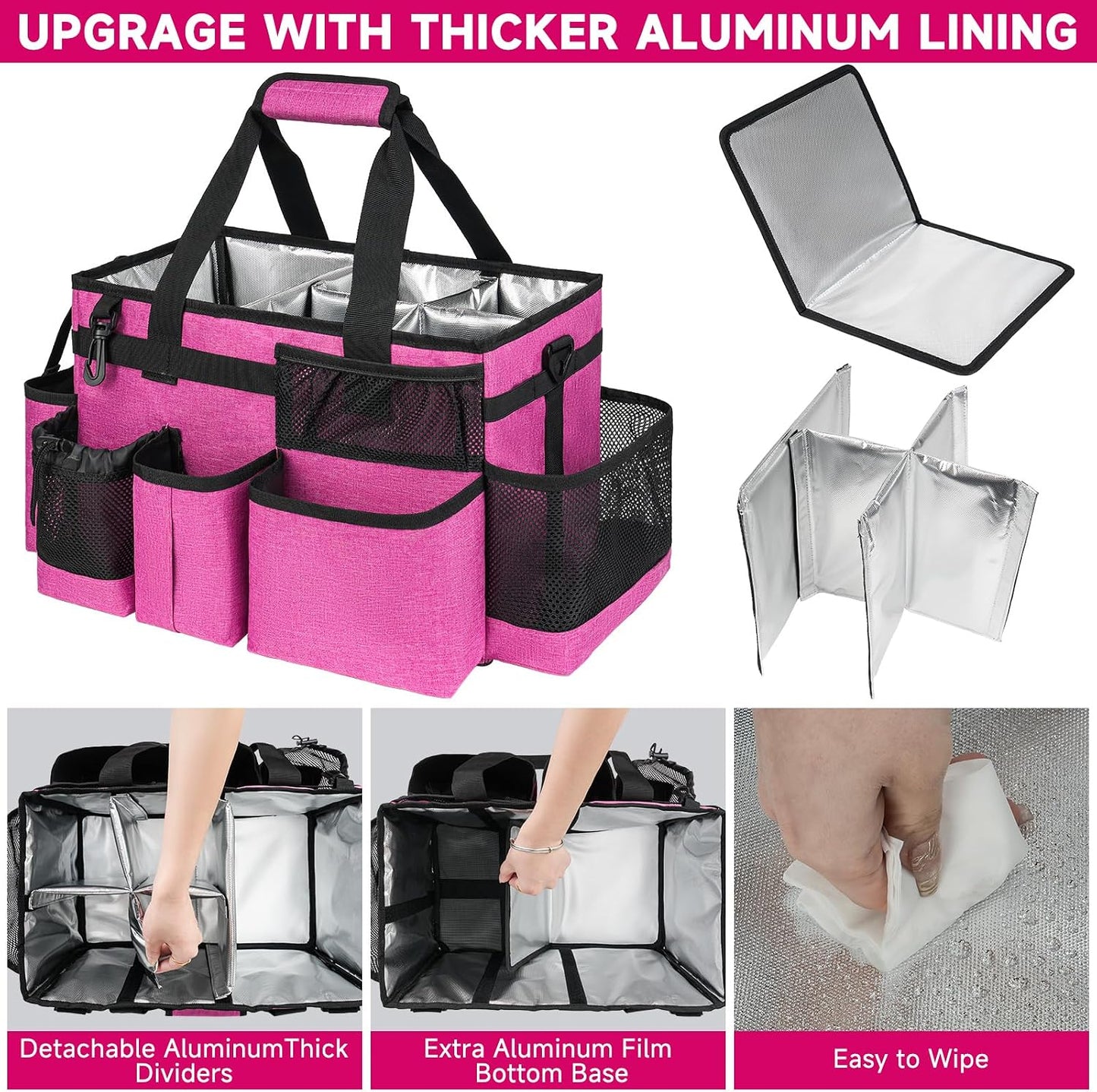 Cleaning Caddy Bag, Extra Large Cleaning Supply Bag for Housekeepers,Black | Sturdy Cleaning Caddy Organizer for Cleaning Supplies with Handle and Adjustable Shouder Strap, Easy to Clean Design