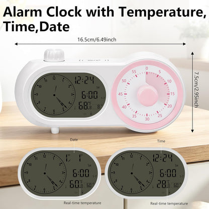 Lumuasky Digital Alarm Clock Visual Timer Silent Night Light with 60-Minute Countdown & 199-Day Count-Up, 3 Alarms, Snooze, Temperature Date Management Clock for Classroom, Home, Study (Blue)
