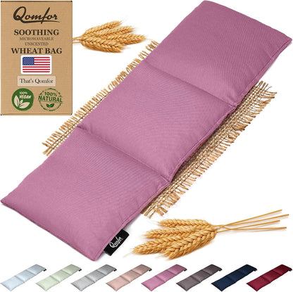 Qomfor - Microwavable Heating Pad - Mauve - 3-Chamber Design Heat Pack - Therapeutic Heat Wrap for Neck, Shoulders & Period Cramps Pain Relief - Reusable Hot/Cold Therapy Bag