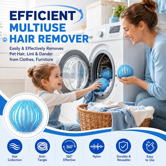 12Pcs Pet Hair Remover for Laundry, Washing Machine Hair Collector & Pet Hair Removal Tool, Reusable Dog & Cat Hair Catcher for Clothes, Bedding & Blankets