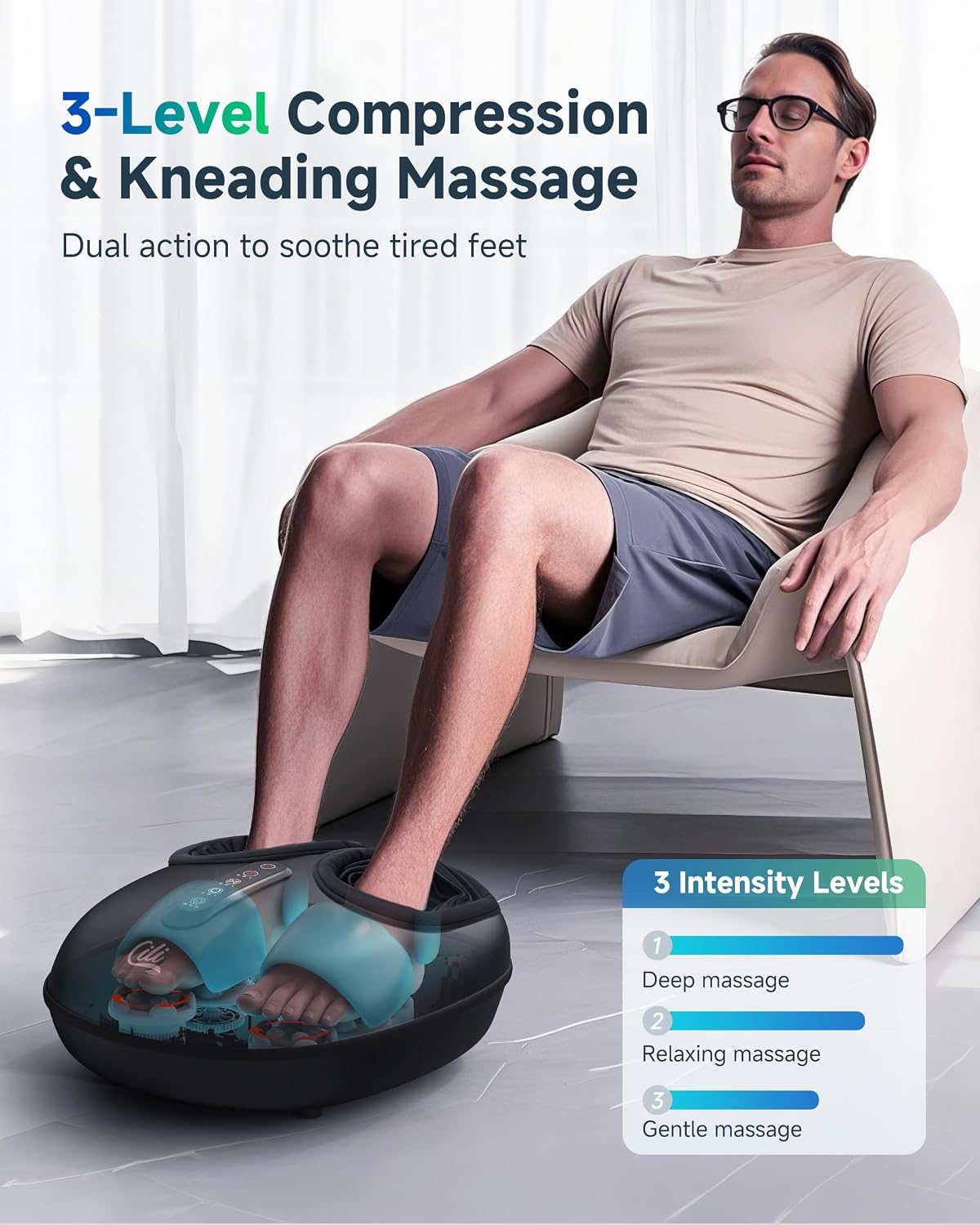 Shiatsu Foot Massager with Heat and Compression, Kneading, Rolling,Electric Feet Massager for Plantar Fasciitis, Neuropathy, Feet Heater, Foot Warmer for Women, Size Up to 14"