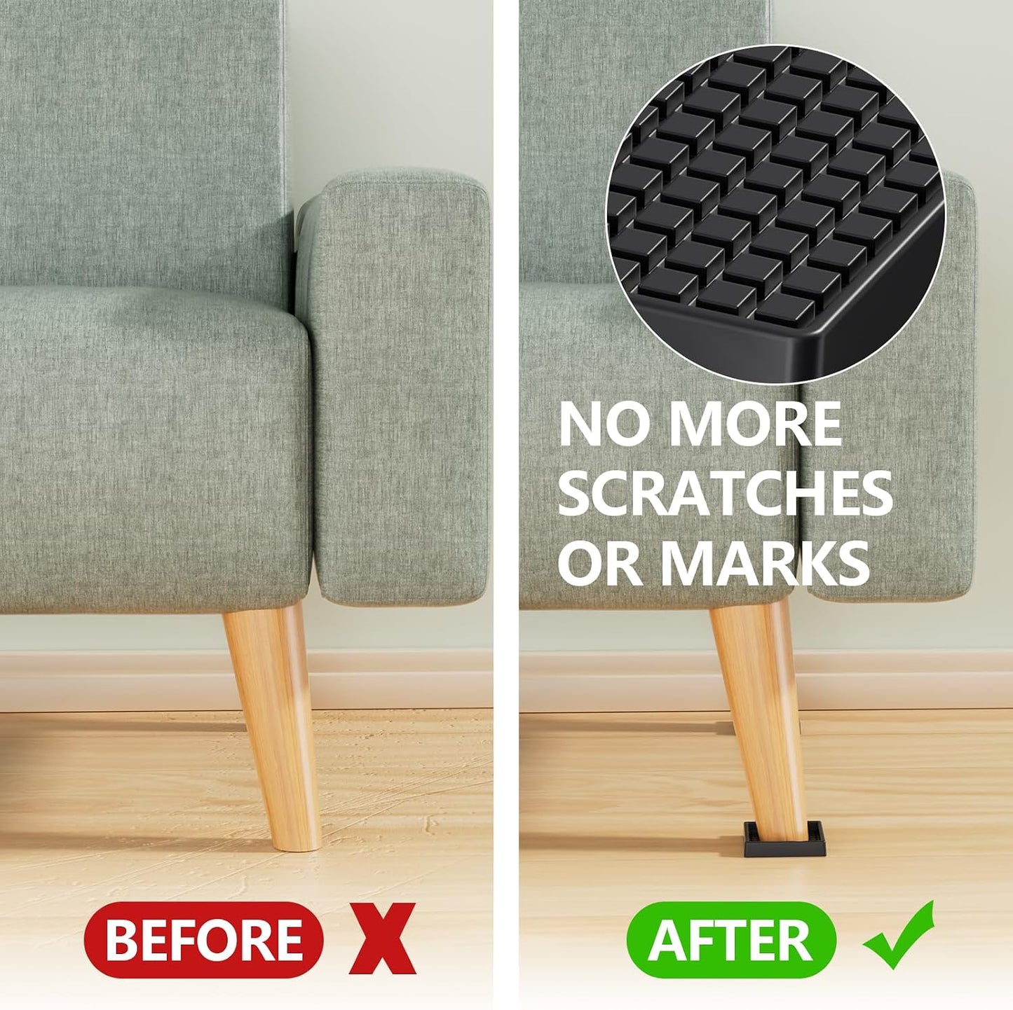 Non Slip Furniture Pads for Hardwood Floors - 12PCS 2" Caster Cups, Round | Furniture Stoppers to Prevent Sliding, Anti Slip Furniture Coasters Cup, Floor Protectors for Furniture Bed Couch Chair,Black
