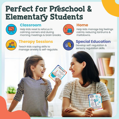 Breathing Cards for Kids, Mindfulness & Calming Corner Kit Must Haves | Yoga & Speech Therapy Materials for Special Education Classroom Office, Social Emotional Learning, Mindful Sensory Play