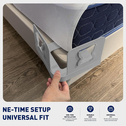 Bed Sheet Holders Lock for Corners - Lock Sheet Mattress Holder Corner Keep Firm Tight in Place Set of 4 - Heavy Duty Bed Sheets Holder for All Mattress Sizes (Grey)