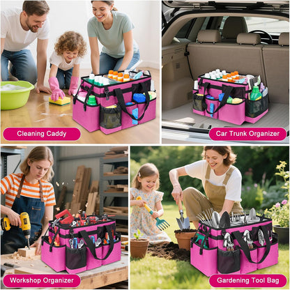Cleaning Caddy Bag, Extra Large Cleaning Supply Bag for Housekeepers,Black | Sturdy Cleaning Caddy Organizer for Cleaning Supplies with Handle and Adjustable Shouder Strap, Easy to Clean Design