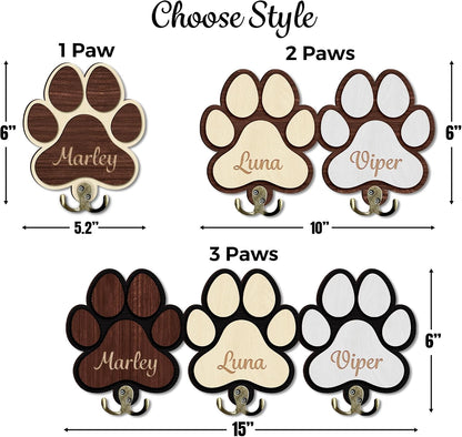 Dog Leash Holder Wall Mount, Pet Harness Hanger with Scrabble Letters, Dog Collar Organizer for Entryway, Memorial Cat Leash Holder for Wall, Pet Loss Gifts, Keepsake, Home Decor PF212-NAT