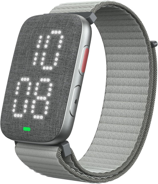 REACHER Vibrating Alarm Watch Wristband for Hearing Impaired | Private vibration-only alarm for shared bedrooms, dorms, couples, Battery Powered, Comfortable woven fabric band loop