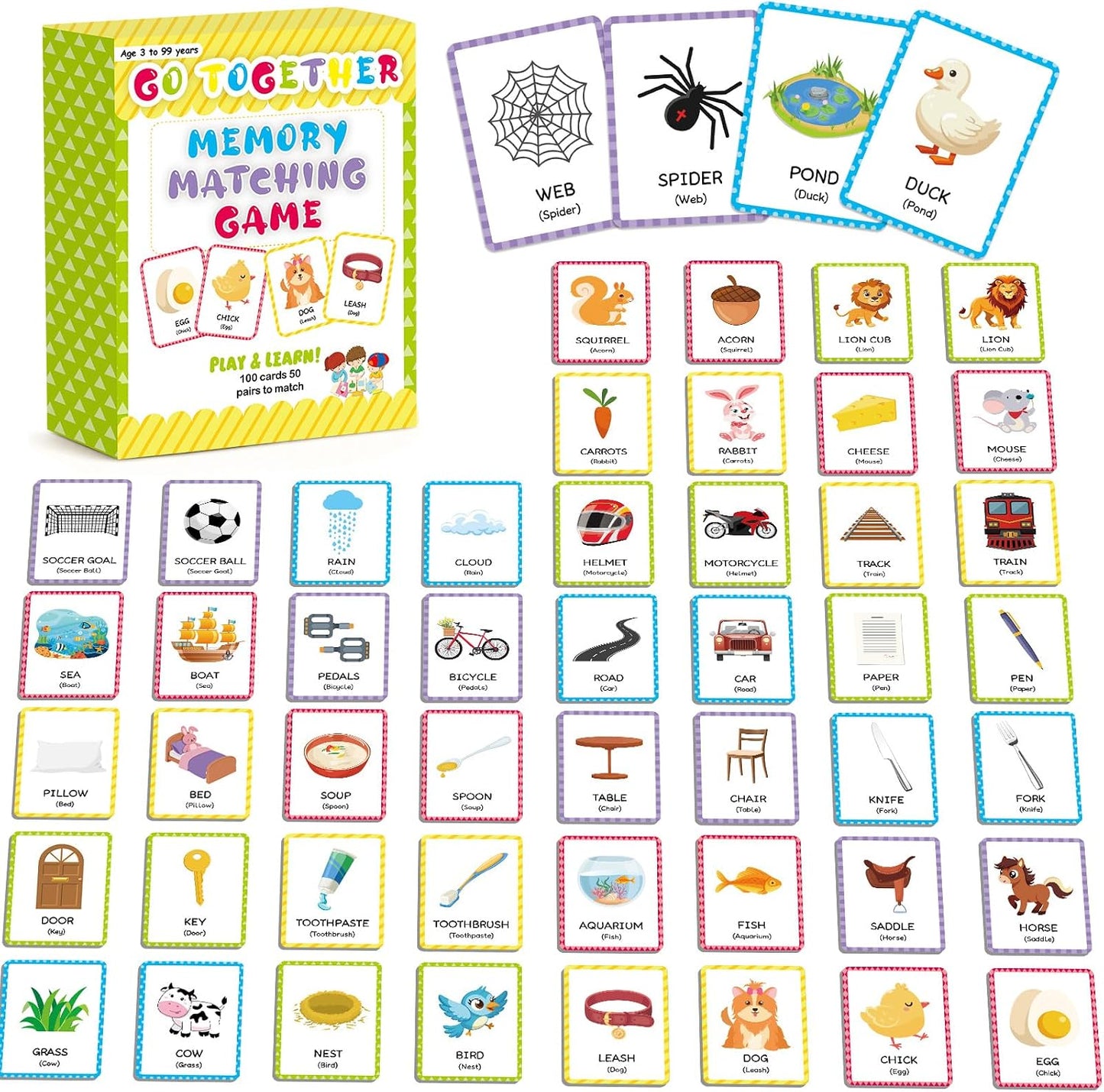 gisgfim 100 PCS Memory Matching Game Famous Paintings Concentration Memory Card for Adults Learning Educational Game A Fun & Fast Artworks Theme Matching Games