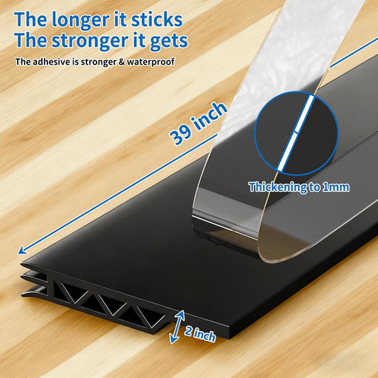 2 Pack Door Draft Stopper Sheets, Door Sweep for Exterior & Interior Doors,Rolls & Strips Under Door Draft Blocker Insulator Doors Sweep Weather Stripping Noise Stopper Strong Adhesive, Black 39"