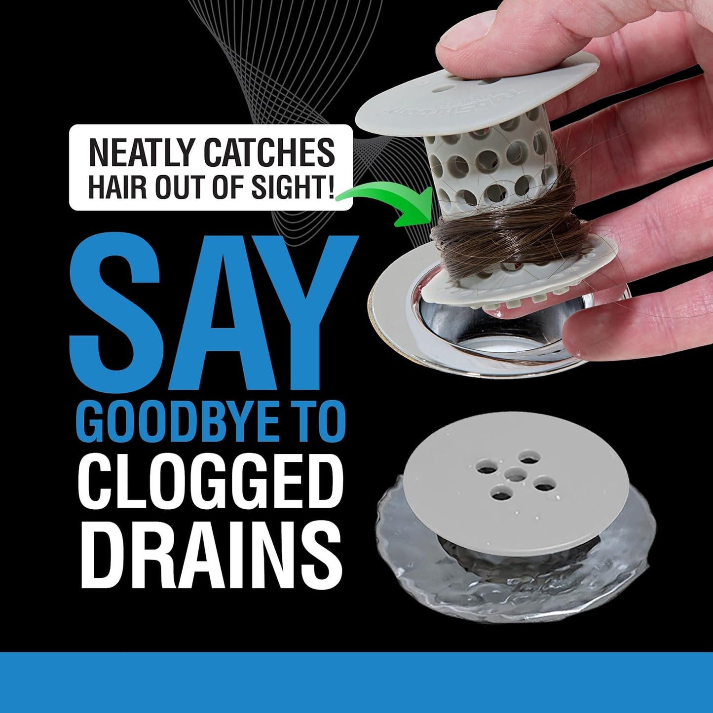 TubShroom Bathtub Drain Hair Catcher – in-Drain Tub Strainer & Clog Prevention Protector, Fits Standard 1.4”–1.75” Tub Drains, Easy Clean, Captures Human & Pet Hair Out of Sight (Gray)