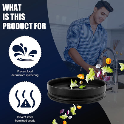 3 3/8" Garbage Disposal Splash Guard Replacement for InSinkErator Evolution | QCB-AM rubber Drain Insert, Sink Baffle, Garbage Disposer Accessories, Upgraded Removable Quiet Collar Drain Plugs, Black