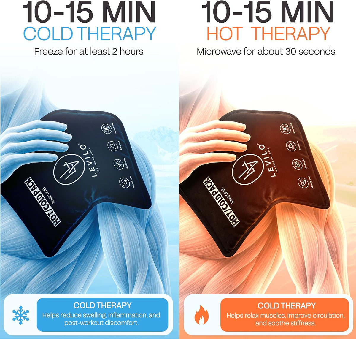 LEVILO Large Ice Packs for Injuries Reusable (Pack of 2) – Soft Ice Packs