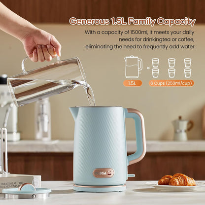 OLEGA Electric Tea Kettle: 1200W Fast Boil Electric Water Kettles 1.5L