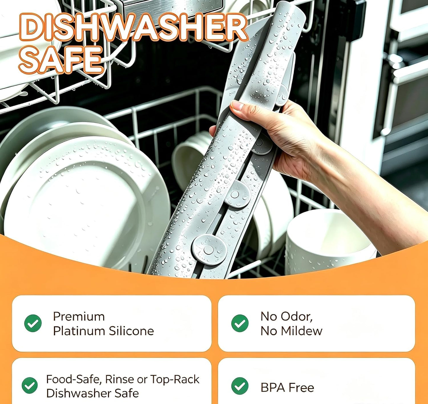 Silicone Splash Guard for Kitchen Sink, Self Draining Water Mat | Tall 3.5" Splash Wall , 22.8" Trimmable Design , 7 Strong Suction Cups , Dishwasher Safe , Flexible Water Barrier
