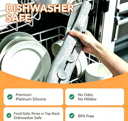 Silicone Splash Guard for Kitchen Sink, Self Draining Water Mat | Tall 3.5" Splash Wall , 22.8" Trimmable Design , 7 Strong Suction Cups , Dishwasher Safe , Flexible Water Barrier