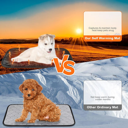 2 Pack Self Heating Cat Mat Self Warming Pet Pads Washable Kennel Mat Dog Crate Pad Reflects Body Heat Non Skid Cat Thermal Pads for Puppy Indoor Outdoor(Black,16 x 20 Inches)