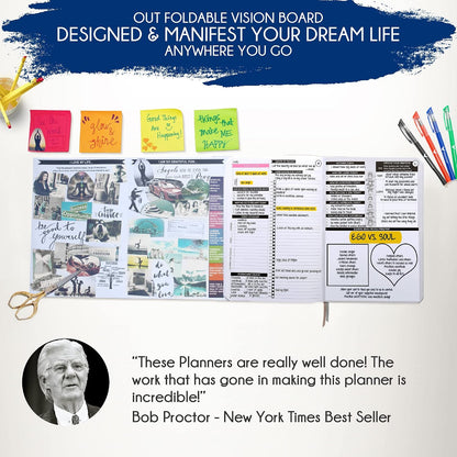 Freedom Mastery Daily Journal of Gratitude, Productivity & Habit Tracker | Undated 90-Day Planner with Daily Reflection, Mindfulness, Positivity, Vision Board & Stickers, Gratitude Journal for Women