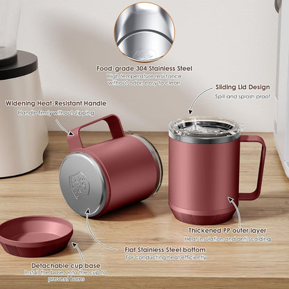 Felibeaco Coffee Mug Warmer & Mug Set for Desk, Smart Coffee Cup Warmer with 16oz Heated Mug, Cup Heater with Auto Shut Off for Office/Home, Coffee Gifts for Women/Men/Dad on Father‘s Day, Red