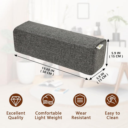 2 Pack Couch Arm Rest Pillow, 6''x6''x20'' Faux Leather Waterproof Cover, High Density Foam Armrest Cushion, Removable & Washable Elbow Support for Sofa, Bed, and Armchair (Medium Grey)