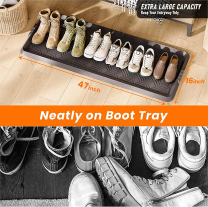 Rubber Boot Tray, Shoe Trays for Entryway, Versatile Boot Mat Tray with Raised Edge, 27.5"x16" Rubber Mat for Shoe Organizer Indoor/Outdoor Use