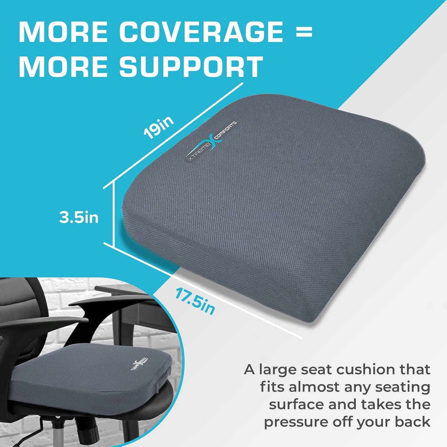 Xtreme Comforts Seat Cushion, Tailbone Relaxer - Coccyx Cushion for Tailbone Pain Desk, Wheelchair & Car Use - Back Support Pillow for Chair
