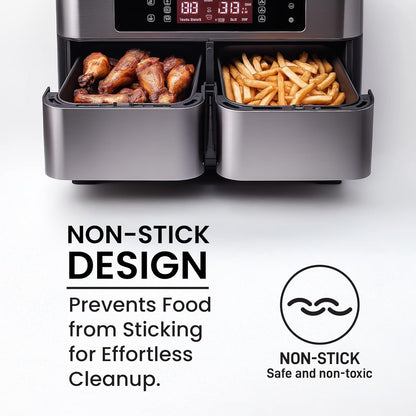 Lotteli Kitchen Reusable Air Fryer Liners, Rectangle, 4 Pack | Air Fryer Accessorie - 5.25 x 8in Silicone Liners for Dual Baskets - Non-Stick, No More Scrubbing