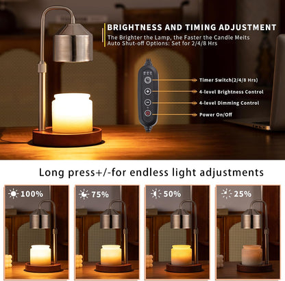 MOAFINA White Candle Warmer Lamp with Timer,Height Adjustable Dimmable