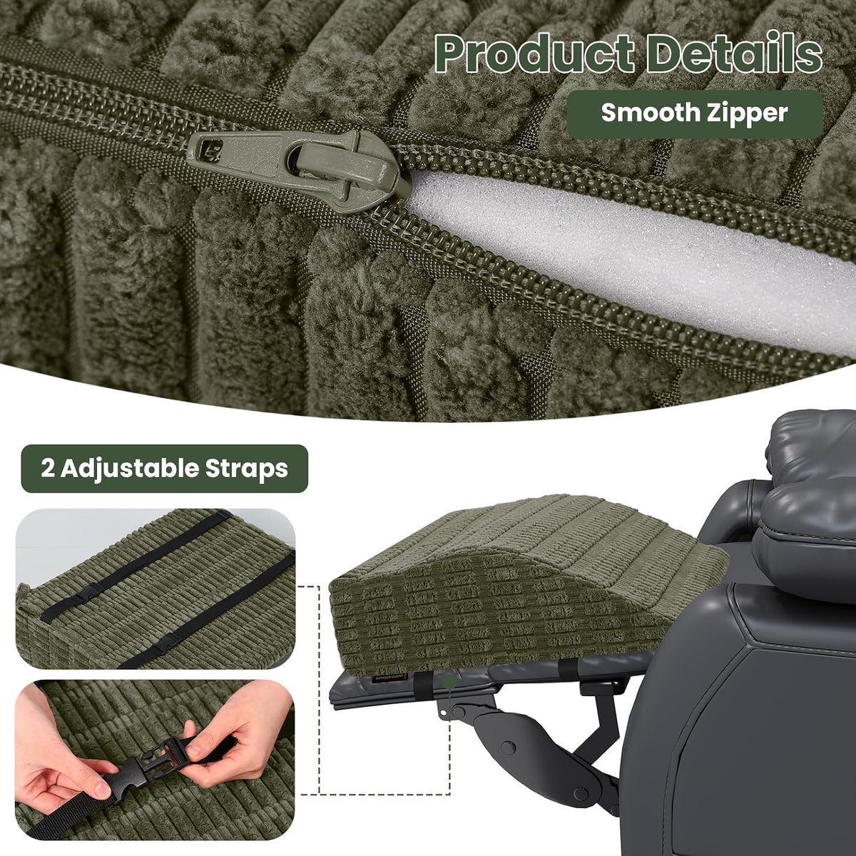idee-home Recliner Leg Rest Cushion, Recliner Footrest Extender Pillow