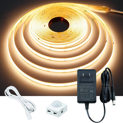 GOMING Motion Sensor COB LED Light Strip 16.4ft(5M) Cool White 6000K