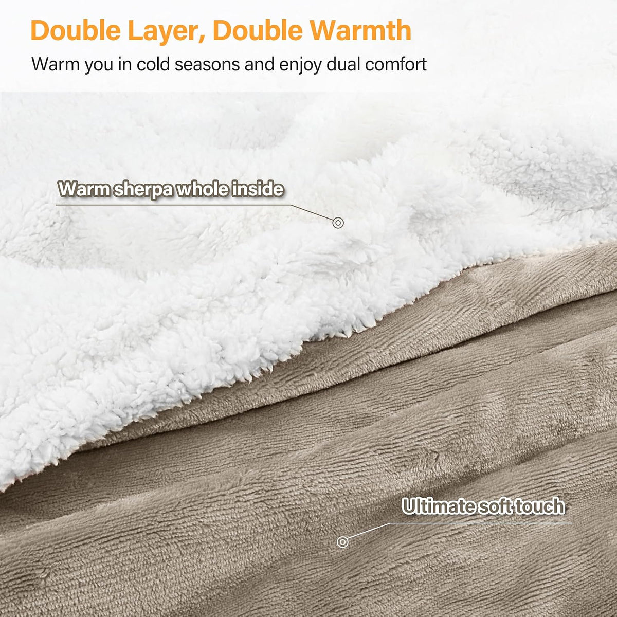 Catalonia Sherpa Wearable Blanket with Sleeves and Pocket for Adults