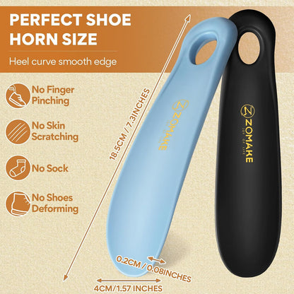 ZOMAKE Plastic Shoe Horn for Kids Men Women,Travel Small ShoeHorn Size,Portable Shoe Spoon Boot Horn Helper 7.3"