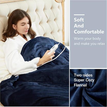 Tefici Heated Blanket Throw,Ultra Soft 2-Layer Flannel Electric Blanket
