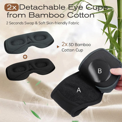 Bluetooth Sleep Headphones for Side Sleepers with Timming Setting, 100% Blackout 3D Contoured Eye Mask for Sleeping & Music Auto Shut Off, Breathable No Pressure for Side Sleeper Travel