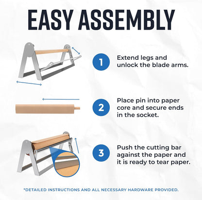 Bryco Goods 18 Inch Butcher & Kraft Paper Roll Dispenser and Cutter | Heavy-Duty Steel Frame, Sharp Blade, Wall Mountable, Tabletop, Non-Slip Rubber Feet, One-Hand Operation, Holds 1000ft Rolls