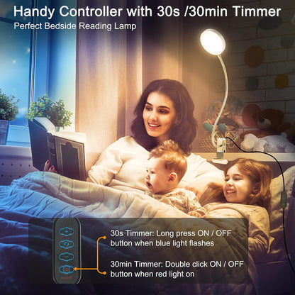 LiFMIRA Bed Lamp Clip on Light 8W 66 LED Reading Light for Bed White