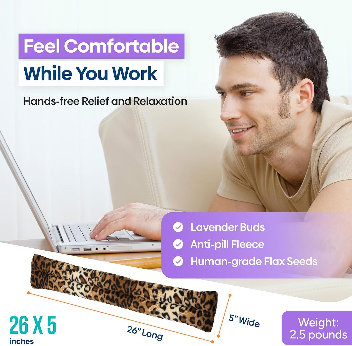SunnyBay Microwavable Heating Pad for Neck and Shoulder, Heated Neck Wrap, Microwave Heat Pad, Weighted Beanbag Moist Hot or Cold Compress, 2.2 lbs, 26x4 Inches, Buffalo