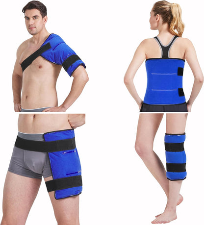 Koo-Care Large Flexible Gel Ice Pack & Wrap with Straps for Hot Cold Therapy - Pain Relief for Shoulder Rotator Cuff, Back, Hip, Knee Replacement Surgery, Shin Splint Injuries Reusable - 11" x 14"