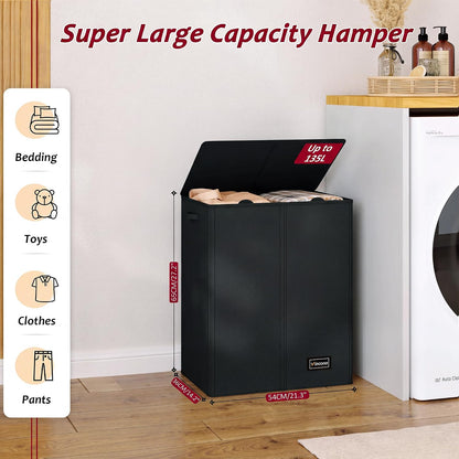 195L Laundry Hamper 3 Section,Large Laundry Hamper with Lid,Dirty Clothes Hamper with 3 Inner Bags,Collapsible Laundry Basket Organizer for Laundry Room,Bedroom,Laundry Sorter Hamper 3 Compartment