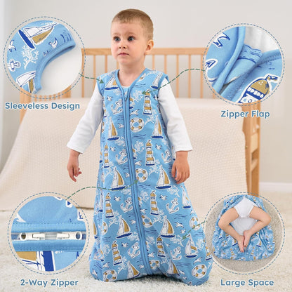 Yoofoss Baby Sleep Sack 0-6 Months Wearable Blanket for Babies 100% Organic Cotton 2-Way Zipper TOG 0.5 Toddler Sleeping Sack 3 Pack, Sleep Sacks