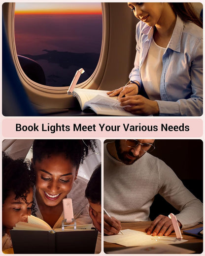 DEWENWILS USB Rechargeable Book Reading Light, 3000K Warm White, Brightness Adjustable Clip on LED Bookmark Lamp at Night in Bed, Portable Booklight for Bookworms, Kids