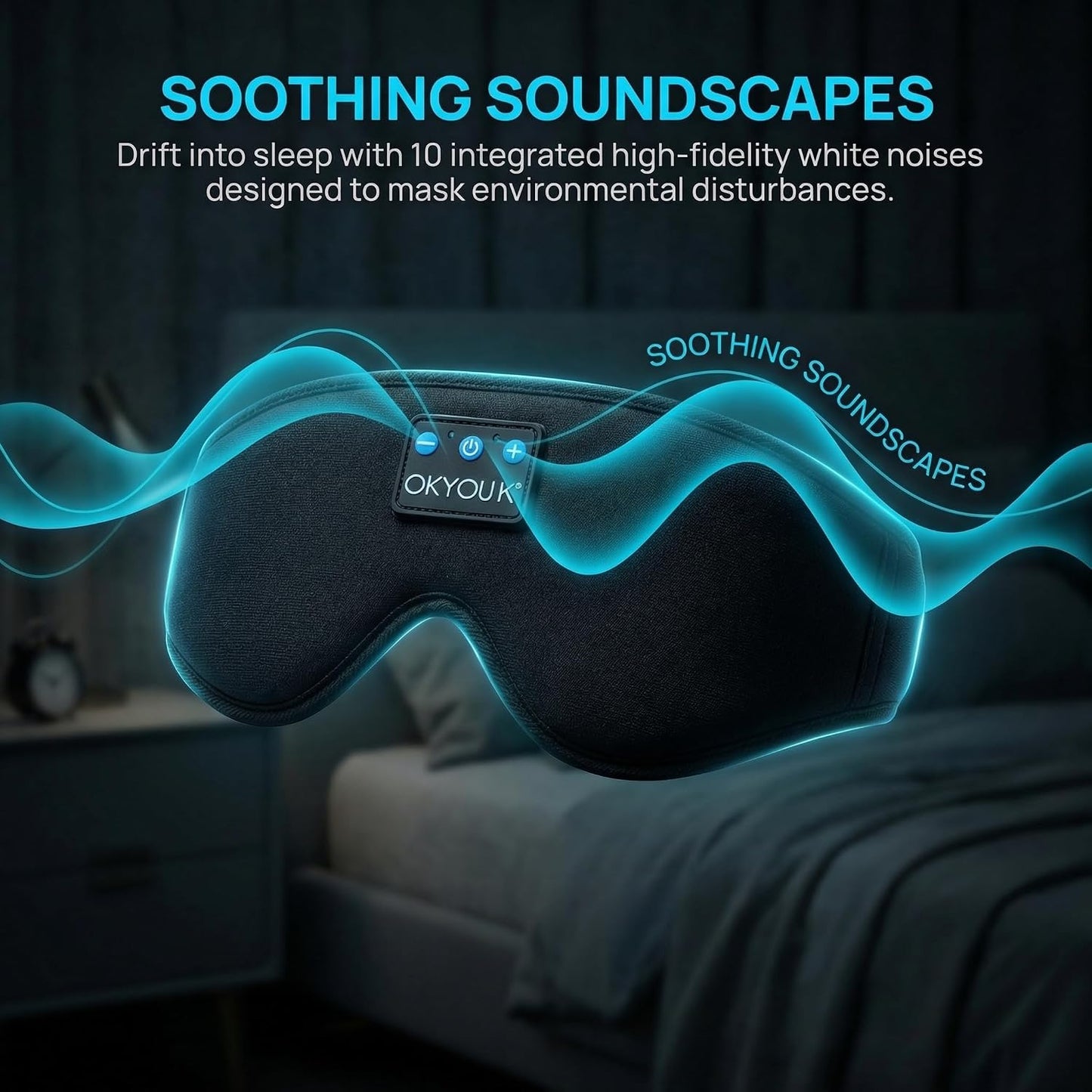 2026 New Sleep Headphones Pro | Built-in White Noise Sleep Mask,75g Ultra-Light Bluetooth Eye Mask for All Face Shapes, Zero-Pressure Fit, Breathable Bamboo, 100% Blackout for Deep Sleep & Travel