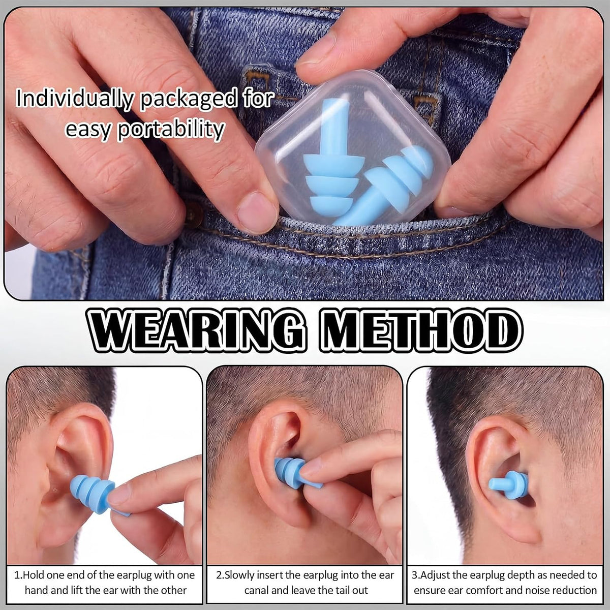 24 Pairs Black Ear Plugs Bulk NRR 29dB Reusable Silicone Ear Plugs with Plastic Cases Soft Foam Plug for Sleeping Noise Cancelling Concerts Shooting Swimming Noise Reduction