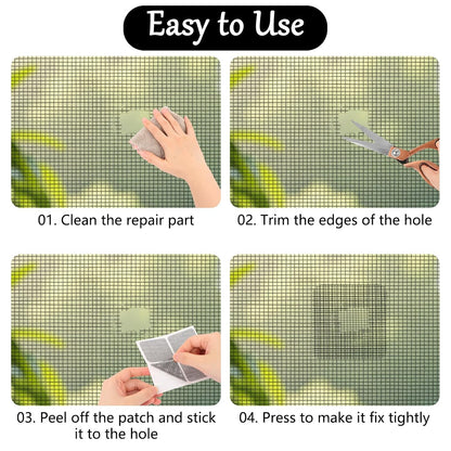 20 Sheets Window Screen Patches Repair Kit, Black 3 Sizes Window Screen Repair Kit for Mesh Screens Door, Window Drain Holes, Self-Adhesive Fiberglass Quick Screen Repair Tape
