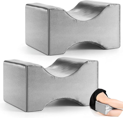 HunnmingRe 2 Pcs Knee Pillowcase for Side Sleepers (Only Pillow Cover) Satin Knee Pillow Cover Replacement Leg Pillowcases 10" x 8" x 6.3" Soft Breathable Pillowcase for Leg Foam Support