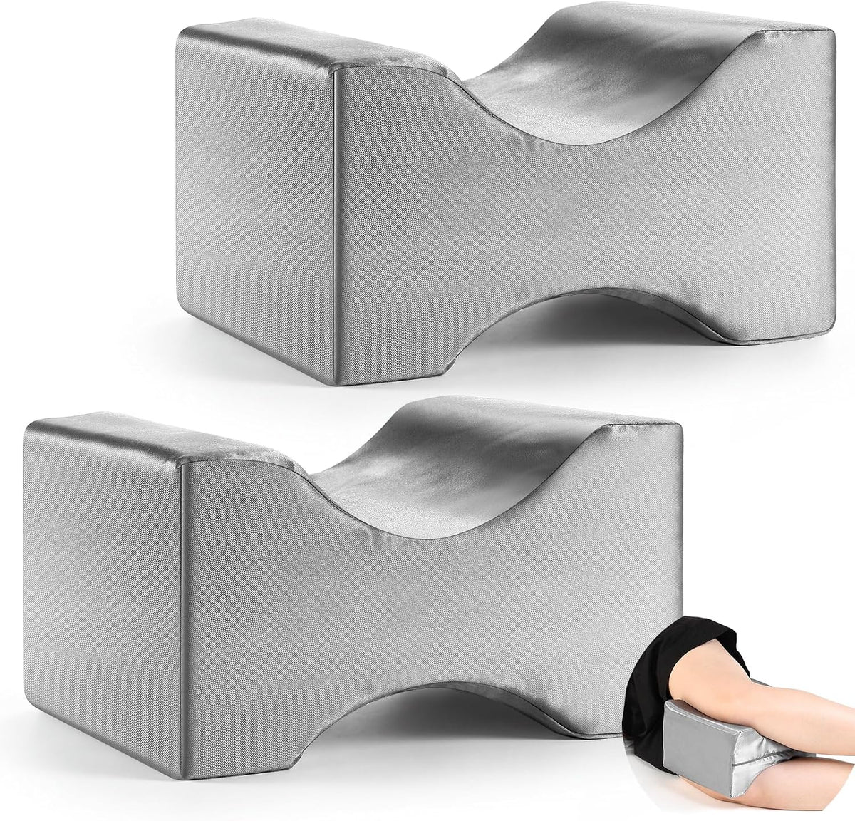 HunnmingRe 2 Pcs Knee Pillowcase for Side Sleepers, Satin Knee Pillow Cover