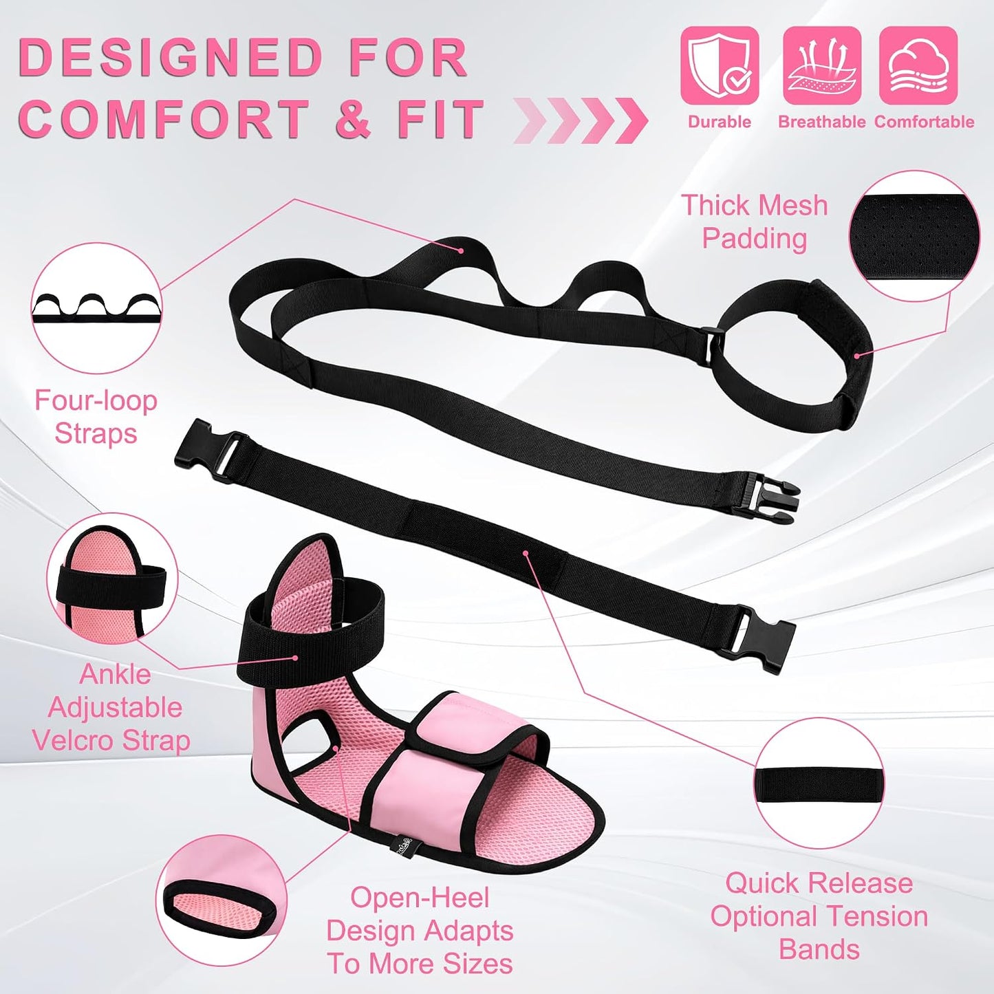 Knee Replacement Recovery Aids, Leg Stretcher Strap Kit | Adjustable Foot Cradle with 0 lb and 5 lb Resistance Bands, Range of Motion Training for Hip and Knee Exercises, Storage Bag