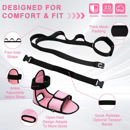 Knee Replacement Recovery Aids, Leg Stretcher Strap Kit | Adjustable Foot Cradle with 0 lb and 5 lb Resistance Bands, Range of Motion Training for Hip and Knee Exercises, Storage Bag