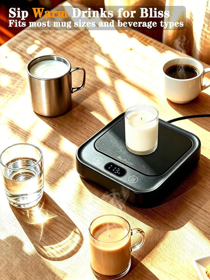 Coffee Mug Warmer for Desk, 40W Fast Heating Cup Warmer | Smart Candle Warmer | 4 Temp Control | 2-8Hrs Auto Shut Off | Ideal Electric Beverage Warmer Gift for Tea, Milk, Hot Drinks
